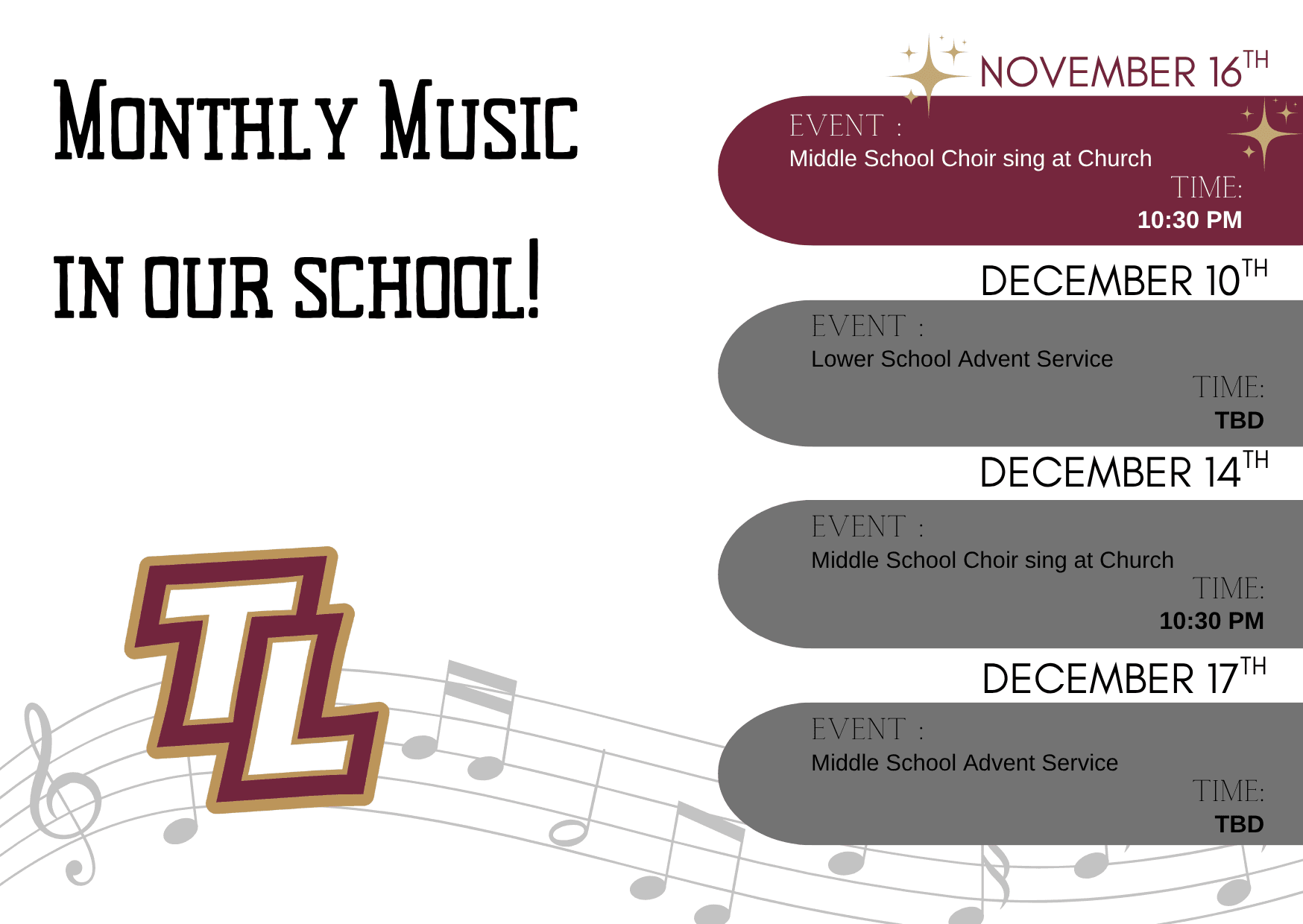 Monthly Music in our School!